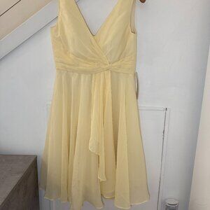 Pale Yellow Chiffon Bridesmaid Prom Party Dress, SIZE 8